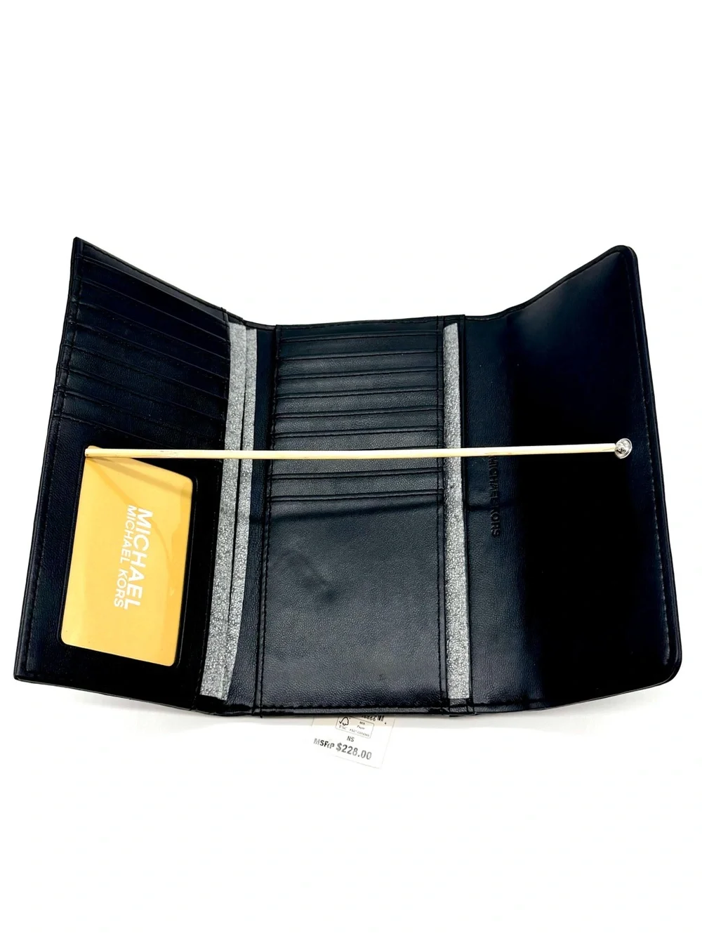 Michael Kors Large Quilted Trifold Wallet Black/Silver